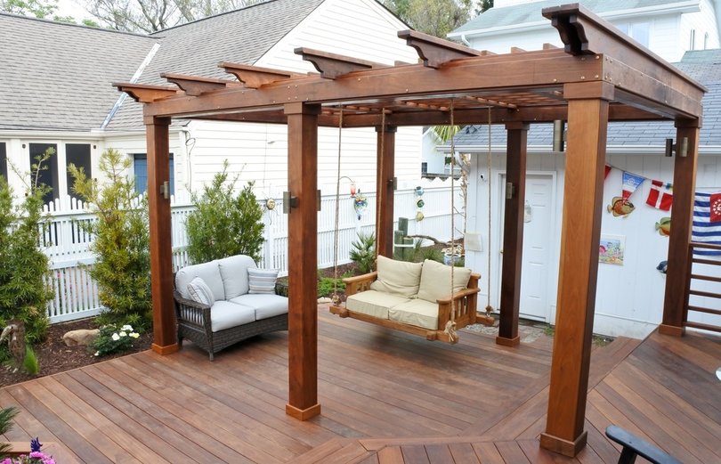 Deck Arbor and Swing Ipe Earth Wood Fire Landscaping 